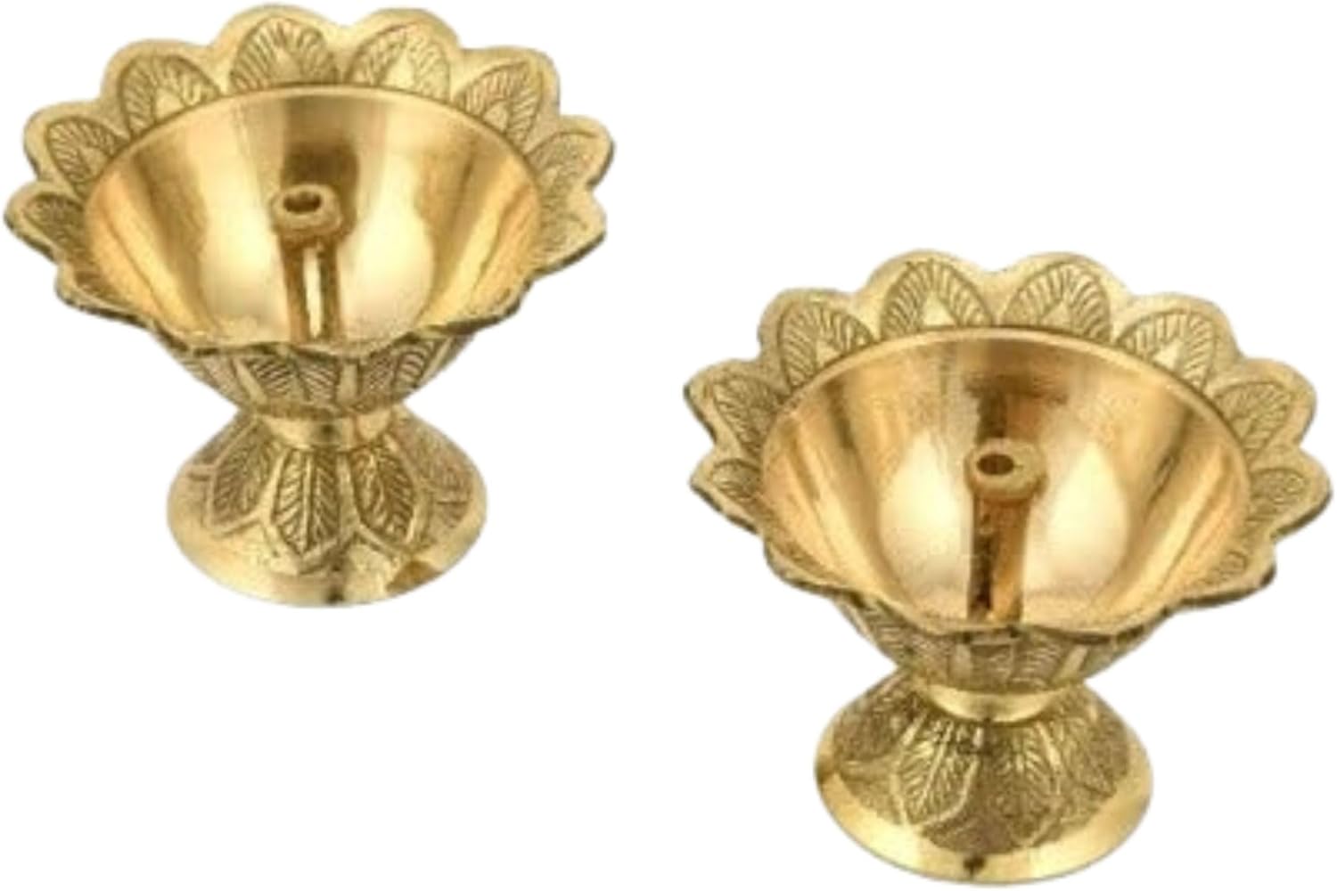 Handmade Brass Devdas Diya Oil Puja Lamp Engraved Design for Home Office