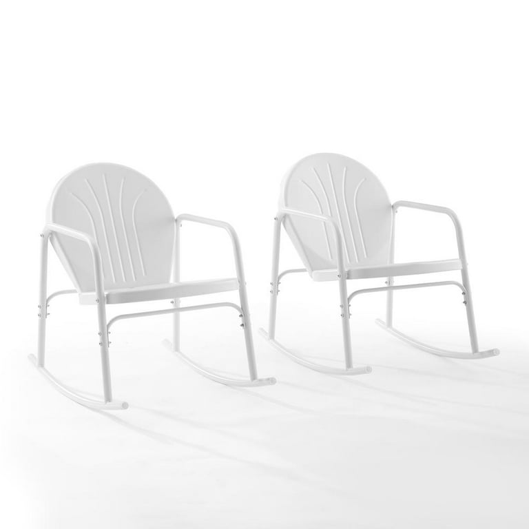 DIESEL Rock Chair ホワイト 2脚セット Crosley Furniture's White Gloss Griffith Metal Rocking Chairs for