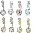 thumbnail image 3 of QQTDFG Women 925 Silver Belly Bars Body Piercing Jewelry Navel Rings Belly Button Rings-#4, 3 of 7