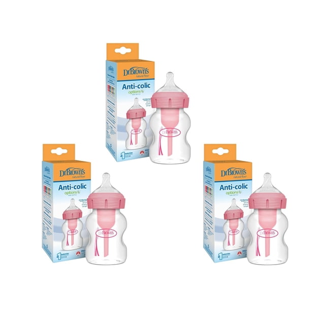 Pack 3 Biberones Dr. Brown's Boca Ancha Options+ Rosa
