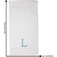 thumbnail image 4 of Decorvo Teal and White Bathroom Hand Towel - Monogrammed Luxury Hotel Quality Decorative Towel - GOTS Organic Certified - Pack of 2, Letter L, 4 of 7
