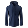 thumbnail image 3 of Zylarhe Men's Long Sleeve Shirt Casual Sweatshirt Solid Holiday Shirts Hooded Tops Oversized Pullover Hoodie, 3 of 5