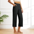 thumbnail image 2 of Womens Capri Pants Summer Cropped Pants Comfy Tummy Control Capris with Pockets Loose Fit Soft Lounge Capri Trousers, 2 of 5