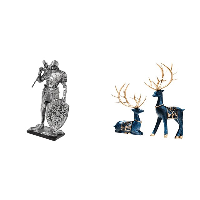 Figura de caballero y reno de arte nórdico, escultura abstracta de resina, adorno para escritorio, armario, oficina, mesa, centro de mesa, entrada, sa