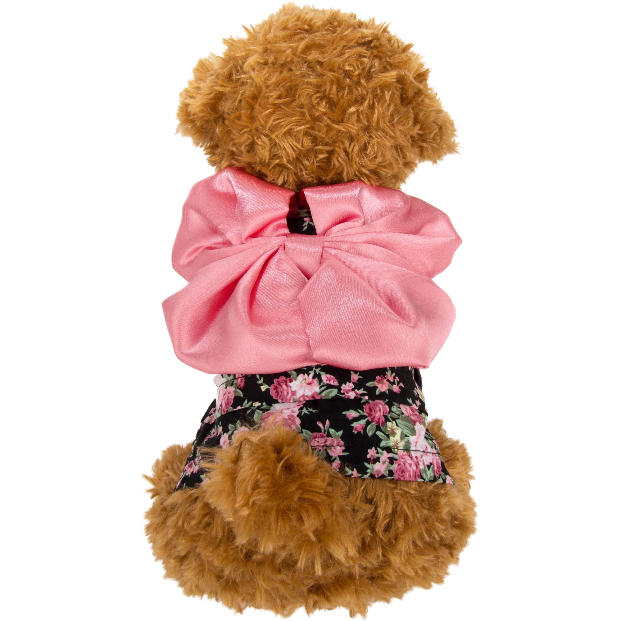 CUECUEPET Kimono Style Indoor / Outdoor Button Up Dress for Female / Girl Dogs (Black with Pink Floral Patterns) [Multiple Sizes Available]