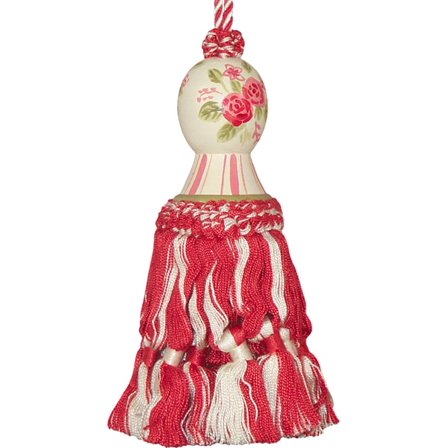 Tassel Dresden Rose Flower Pair Polyrayon Carved Wooden Head Wood New Hand JK-40