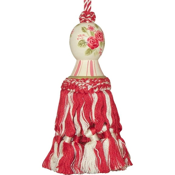 Tassel Dresden Rose Flower Pair Polyrayon Carved Wooden Head Wood New Hand JK-40