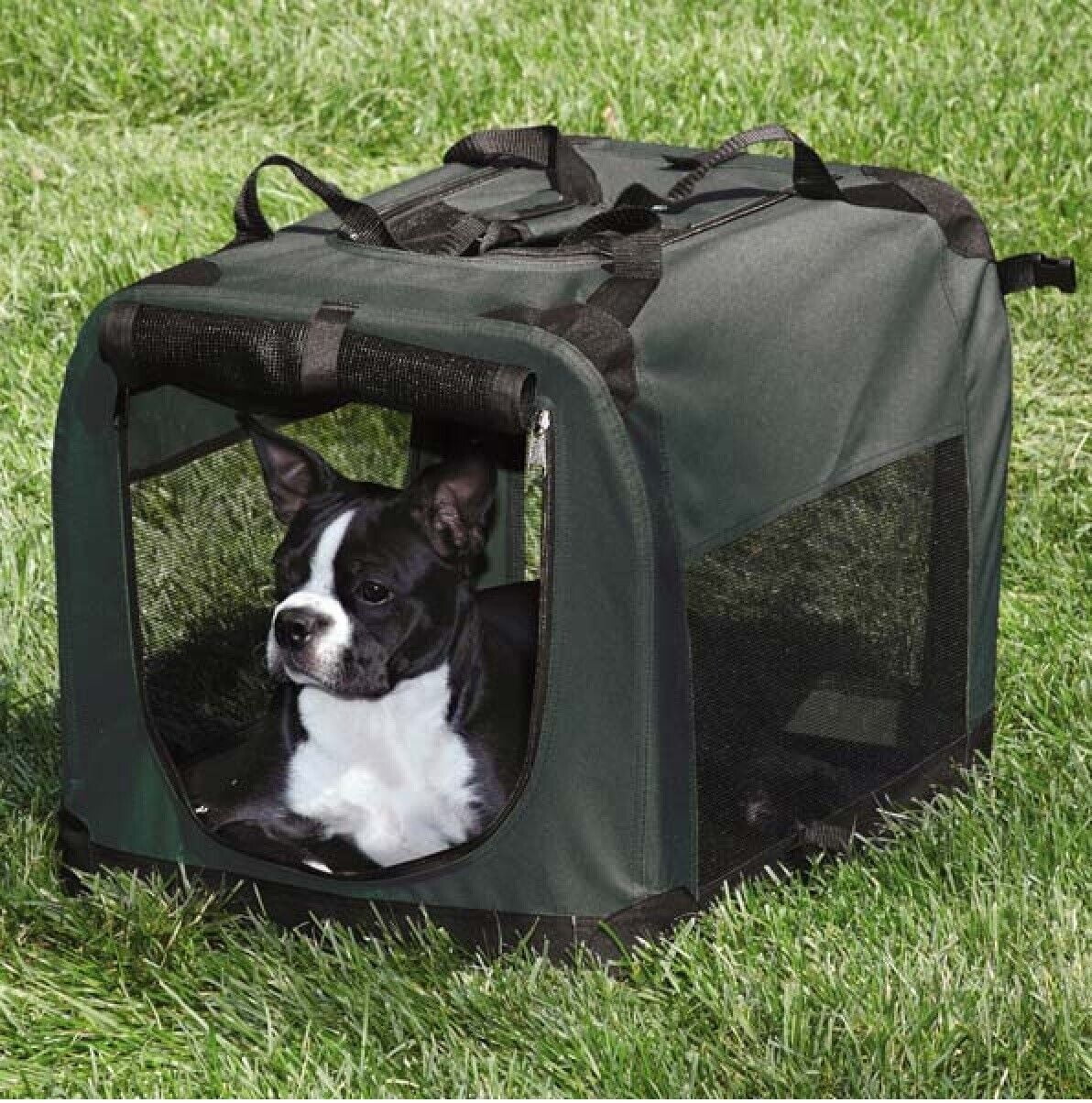 Dog Crate Soft Side Collapsible Charcoal Sturdy Light Weight Portable Travel (Large 40" x 27" x 27")