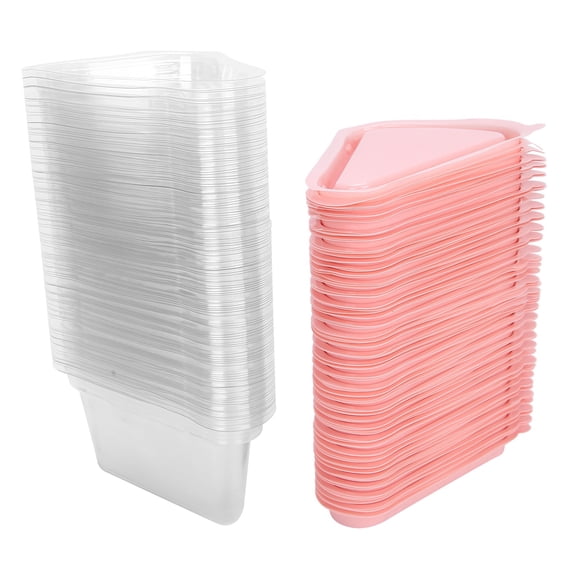 100Pcs Triangular Cake Box - Transparent PET Cupcake Packaging Containers, Pink