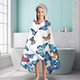 thumbnail image 6 of White Butterfly Colorful Pattern Hooded Bath Towel，60"x35" for Ages 3 To 12 Kids, Quick Dry Lightweight Soft Microfiber Hood Beach Towel Cover Up for Kids, 6 of 7