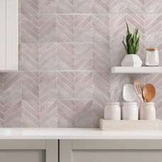 Smart Tiles Peel and Stick Backsplash, 5 Adhesive Tiles, Chevron Pink, 11.43"x9"