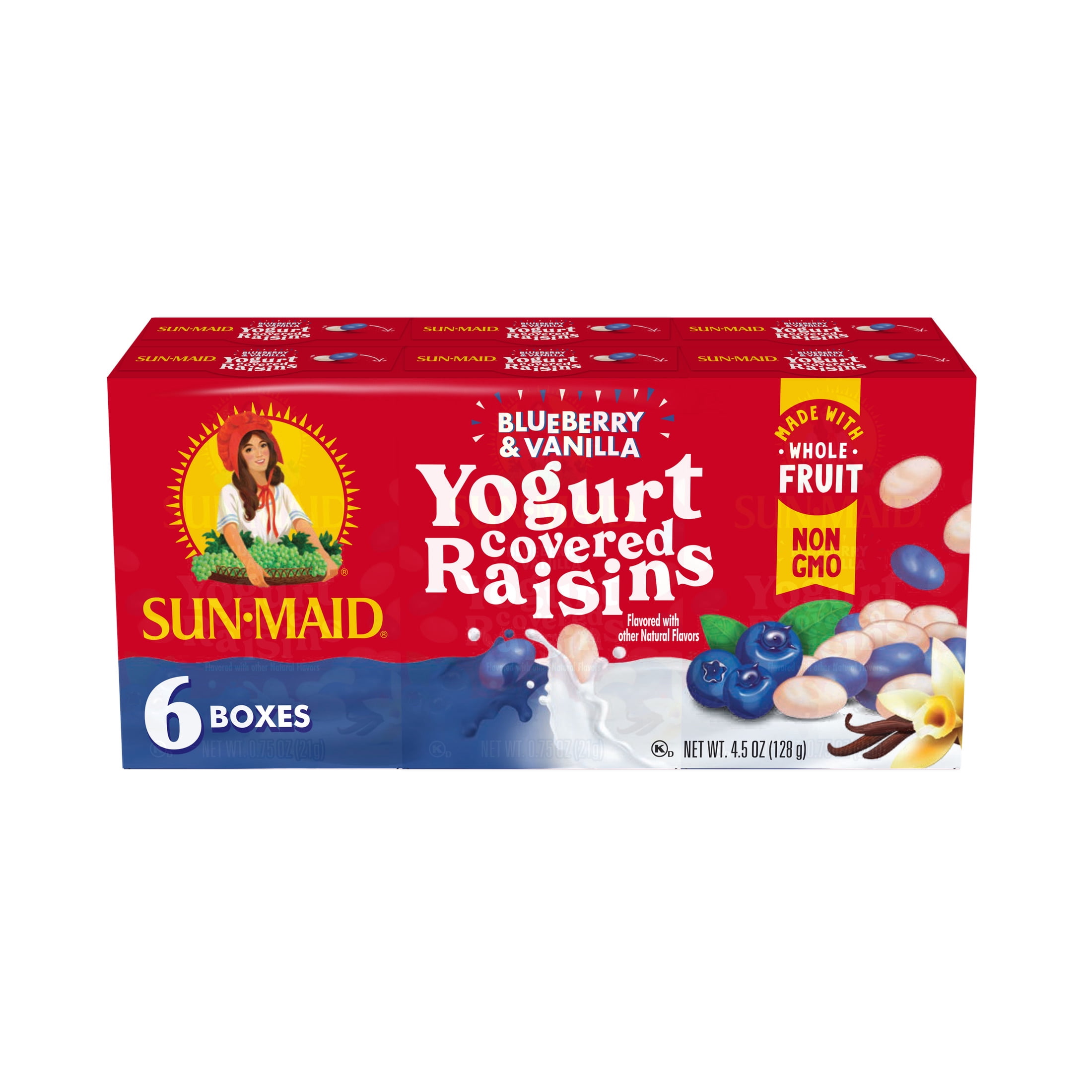 (3 pack) Sun-Maid® Blueberry & Vanilla Yogurt Covered Raisins, .75 Oz., 6 Count
