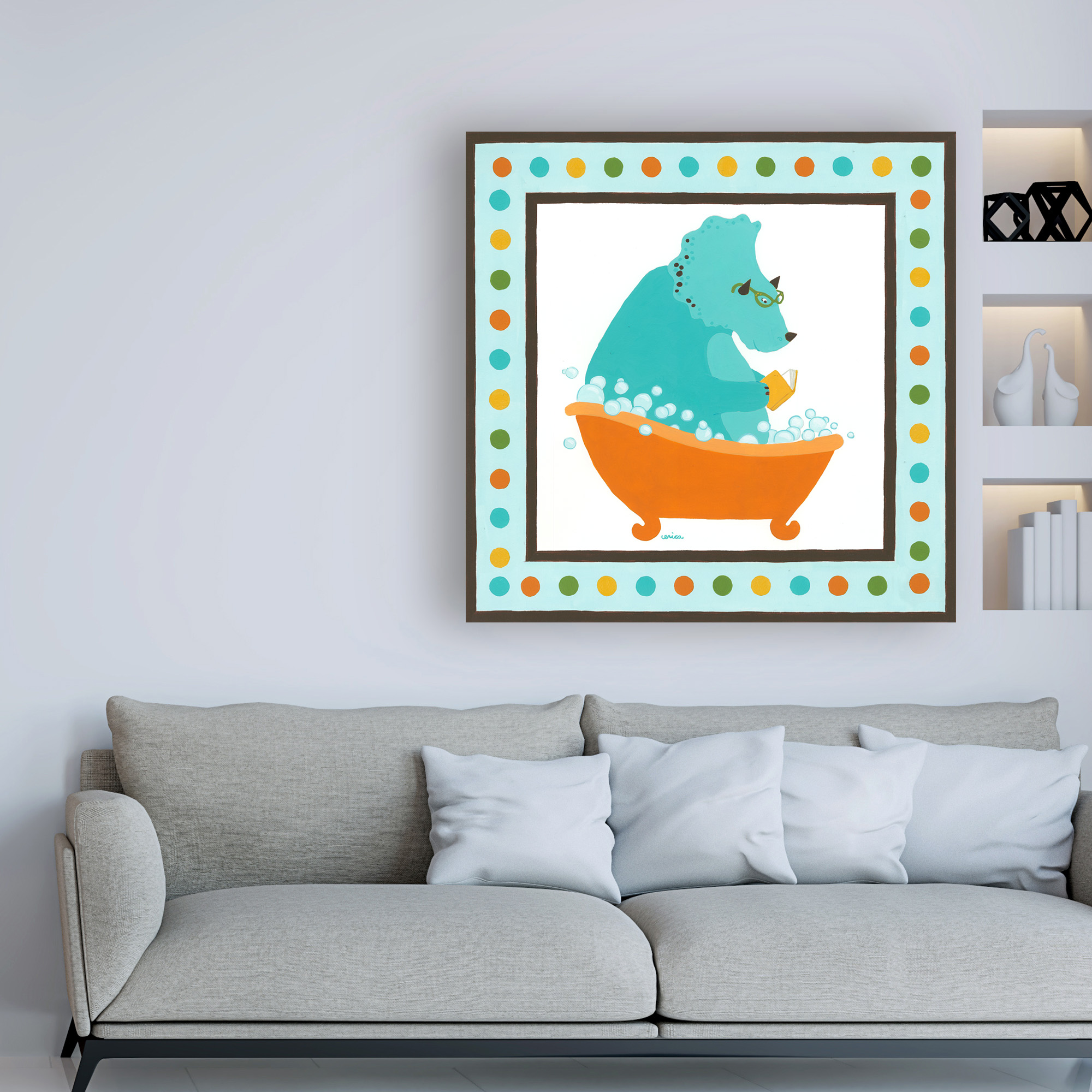 Trademark Fine Art 'Rub A Dub Dino III Childrens Art' Canvas Art by June Erica Vess