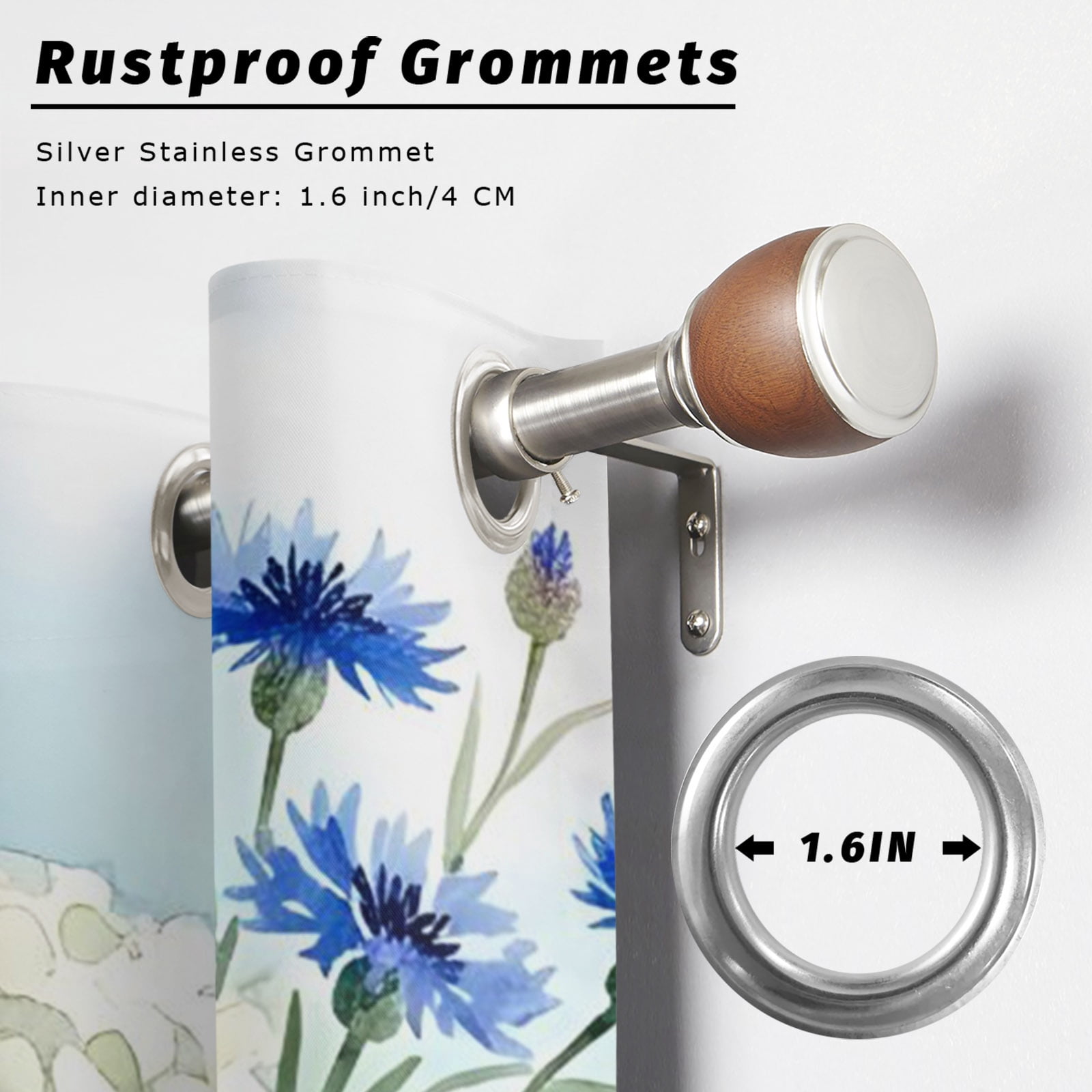 Hydrangea Flowers Lavender Rose Outdoor Curtains for Patio, Bouquet Farmhouse Sunshade Privacy Drapes Grommet Waterproof Outside Curtains for Porch/Cabana/Balcony 54"x 108", 1 Panel