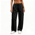 thumbnail image 6 of Levmjia Women Plus Size Cargo Pants Loose Straight Leg Casual Solid Color Comfortable Elastic Waist With Pockets For Home Daily Outdoor Workwear, 6 of 6