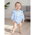 thumbnail image 4 of Miaouyo Infant Baby Girls Fall Romper 0 3 6 9 12 18 Months Plaid Print Bow Embroidery Long Sleeve Ruffled Round Neck Jumpsuit, 4 of 9