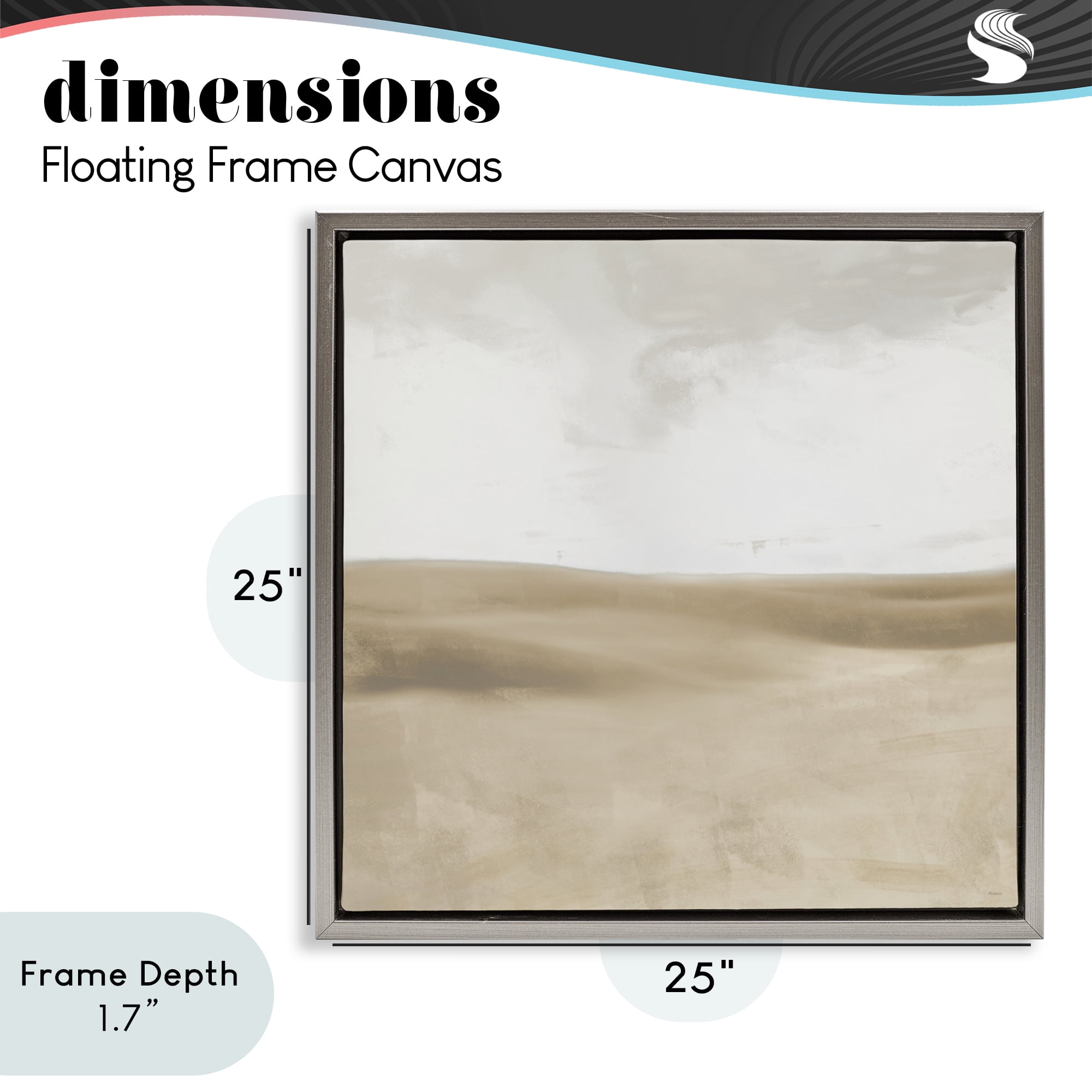 Stupell Industries Smooth Neutral Hills Gray Framed Floater Canvas Wall Art, design by Dan Meneely