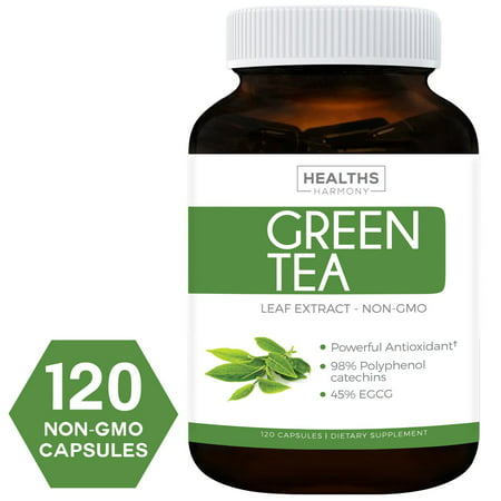 Best Green Tea Extract (NON GMO) 120 Capsules With High Potency EGCG For Weight Loss & Metabolism Boost - Natural Diet Pills - Powerful Polyphenol Catechins Antioxidant Supplement