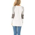 thumbnail image 3 of Womens Color Block Long Sleeve Leopard Print Tops Round Neck Striped Loose Casual Shirts Tunic Tops, 3 of 4