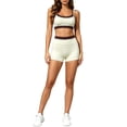 thumbnail image 3 of Workout Outfits for Women 2 Piece Sets High Waisted Shorts Set Seamless Crop Top and Booty Shorts Casual Athletic Yoga Set for Gym Running and Daily Wear, 3 of 9