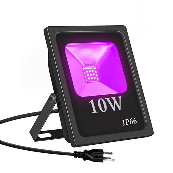 Amdohai Lumière Noire à DEL 10 W Projecteur Noir avec Prise IP66 Étanche Lumières de Sécurité Extérieures pour Cour Jardin Culture de Plantes Fête Brille dans le Noir Décoration Extérieure