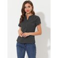 thumbnail image 3 of DARING DIVA V Neck Dots Printed Short Sleeve Blouse Top 3XL Black, 3 of 6