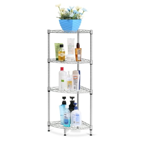 LANGRIA 4-Tire Bathroom Corner Shelf Corner Wire Shelf ...