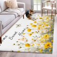 thumbnail image 2 of Spring Yellow Floral Area Rugs Collection 3'x5', Farmhouse Country Flower Butterflies Non Slip Indoor Rectangle Throw Runner Rug Floor Mat Carpet for Living Room Dining Table Bedroom Nursery, 2 of 9