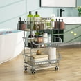 thumbnail image 4 of Fruit Vegetable Basket, ZXNYH 5 Tier Stackable Metal Wire Basket Cart with Rolling Wheels, Utility Rack for Kitchen, Pantry, Garage With 2 Free Baskets (Black), 4 of 7