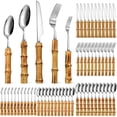 thumbnail image 1 of Eboot Bamboo Silverware Set 18/8 Stainless Steel Tableware Set Natural Utensil Flatware Kit Spoon Fork Knives Bamboo Handle Cutlery for Kitchen Wedding Home Restaurant P, 1 of 7