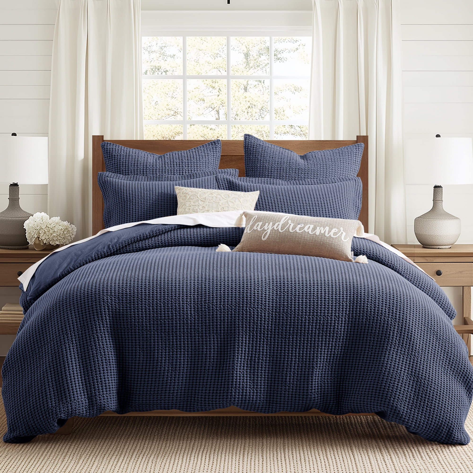 Levtex Home - Twin Mills Waffle Navy Duvet Set - Duvet Cover