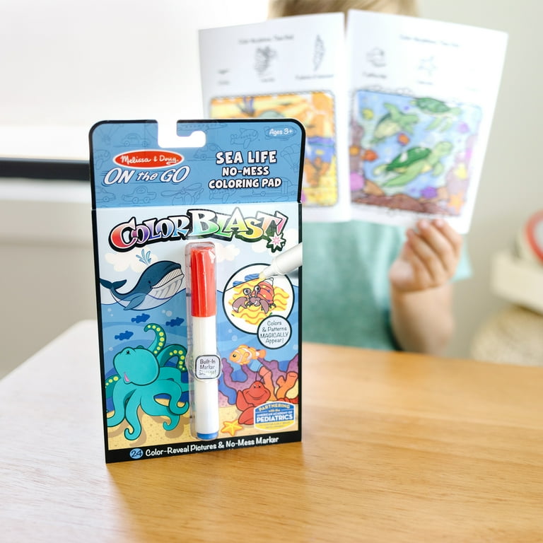 Melissa Doug On the Go ColorBlast Activity Book Sea Life 24 Pictures and No Mess Pen Walmart