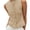 khaki, variant on Women Sleeveless Ruffle Knit Cardigan Vest Button Down Cropped Tank Top