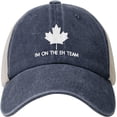 thumbnail image 2 of I'm On The Eh Team Canada Canadian Outdoor Adjustable Washed Denim Mesh Hat Denim Baseball Cap Cowboy Hat, 2 of 7