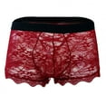 thumbnail image 2 of GHSOHS Mens Underwear Mesh Lace Boyshort Transparent Low Rise Short Leg Boxers for Men Valentines Day Briefs Underpants M, 2 of 7