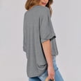 thumbnail image 5 of Inleife Womens T-Shirts Women's Casual Crewneck Short-Sleeved Solid Color Loose Short Loose T-Shirt Tops Sizes Gray M, 5 of 5