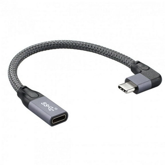 FVH Left Right Angled USB-C USB 3.1 Type C Male to Female Extension Data Cable with Sleeve for Laptop