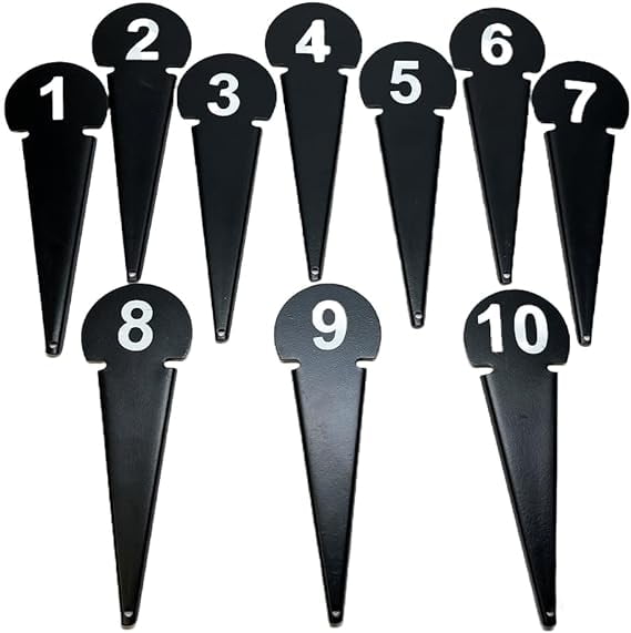 Durable Discus & Shot Put Markers (Set of 10) Essential Track and Field Equipment, Spiked Tips for Secure Placement, High Visibility, Robust Metal Construction for Competitions and Training