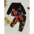 thumbnail image 4 of Wassery Infant Baby Boys Girls 2Pcs Halloween Outfits Set Long Sleeve Pumpkin Print Hoodies Sweatshirts + Long Pants 6M 12M 18M 2T 3T Toddler Fall Clothes, 4 of 9