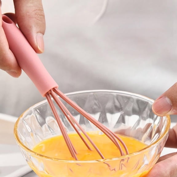 VMWMSSR Mini Silicone Egg Beater, Non-Stick Non-Scratch Whisk, Easy Clean Mixing Tool For Kitchen Cooking, Baking And Stirring(Pink-16.8X2cm)