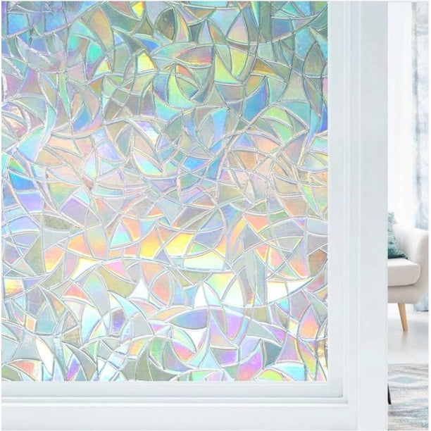 Película Electrostática para Ventanas con Efecto Arcoíris, Película Decorativa Antideslumbrante para Ventanas, Película para Ventanas Anti UV 3D, Película Opaca para Ventanas para Dormitorio, Oficina,
