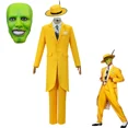thumbnail image 2 of Disfraz de Jim Carrey para adulto, disfraz de Cosplay unisex de película, máscara verde, uniforme amarillo, traje de Halloween, actuación, 2 of 5