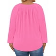 thumbnail image 6 of WellSize Plus Size Women Blouses Casual Pleated Long Sleeve Shirts Fall Crew Neck Tunic Tops, 6 of 10