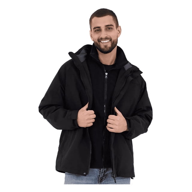 Chamarra para Hombre Impermeable con Gorro de Invierno para Senderismo Negro