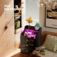 thumbnail image 3 of Nightstand with LED Light, Charging Station, 3 Deep Drawers & Shelves, Modern Wood Night Stand Bed Side End Table with Glossy Front for Bedroom & Living Room, 3 of 6