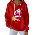 thumbnail image 2 of Yteetum Christmas Hoodies for Women Oversized Crewneck Christmas Print Long Sleeve Knit Pullover Drawstring Hooded Sweatshirts Top Womens Casual Loose Xmas Holiday Print Round Neck Hoodies Fall, 2 of 4