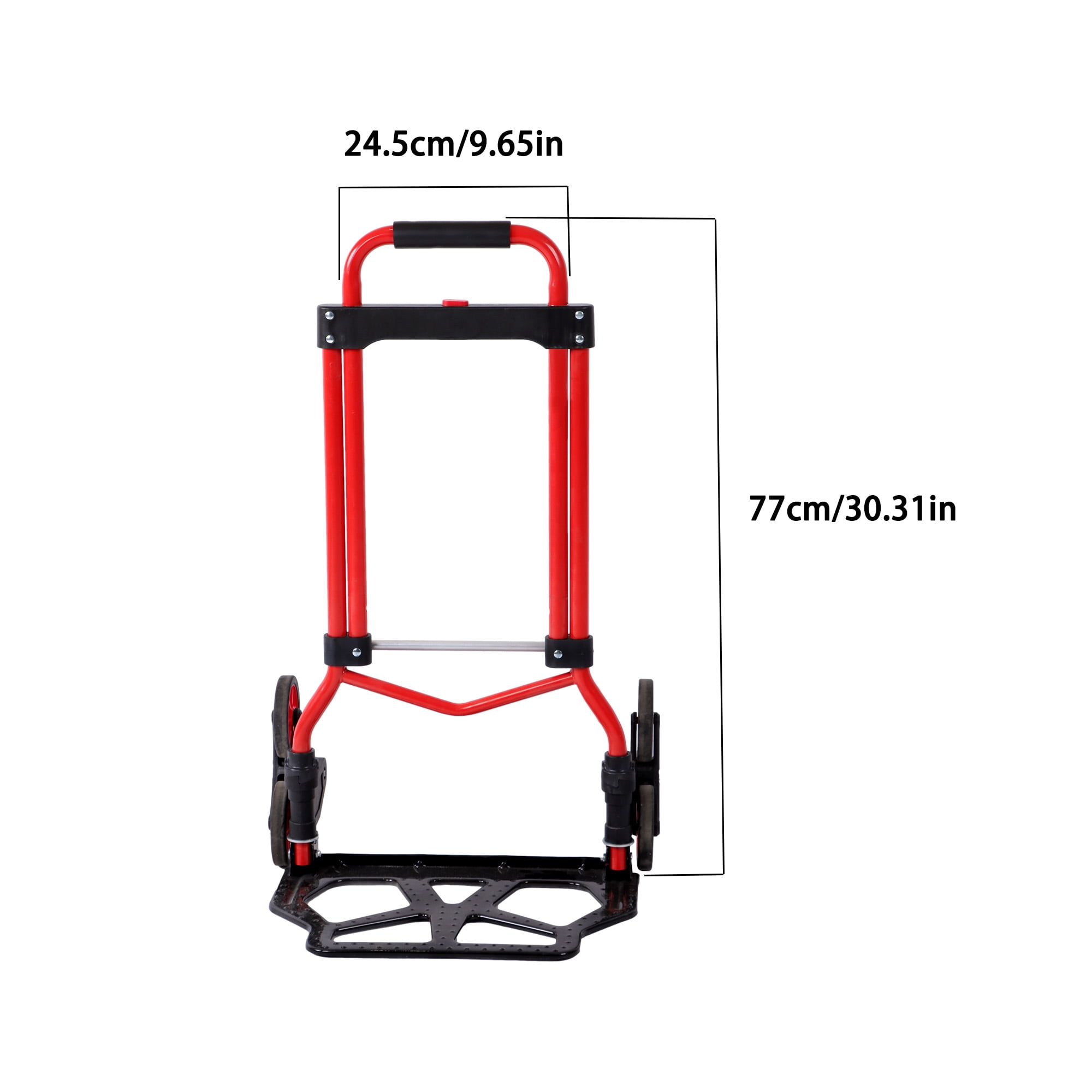 330 LB Capacity Heavy Duty Stair Climbing Hand Truck & 4" TPR Wheels Red