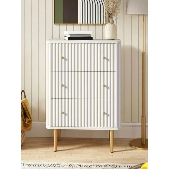 Dresser for Bedroom, Modern Closet Dressers Chest of Drawers, Storage Dresser Chest Cabinet Organizer Unit, Small Fluted Dresser for Bedroom