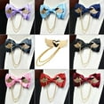 thumbnail image 4 of Yongchuantie High Quality Men's Gold Wings Bow Tie Adjustable Metal Chain Wine Red Two Layer Men Bowtie Party Weddings Gift, 4 of 4