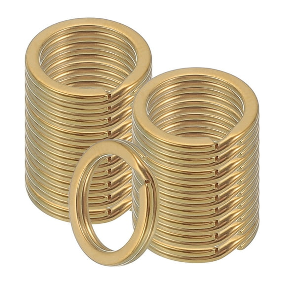 20pcs Split Keychain Rings, 15mm Round Flat Keyrings Stainless Steel Open Key Chain Ring Dog Tag Rings for DIY Keychain Craft Lanyard, 1.5mm Thick, Gold